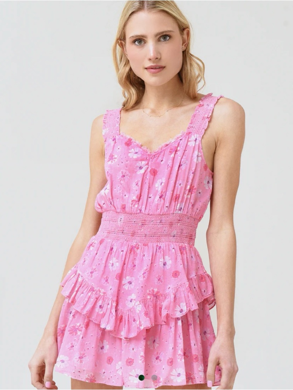LoveShackFancy Pink Norelli Floral Ruffled Mini Dress in Size XS